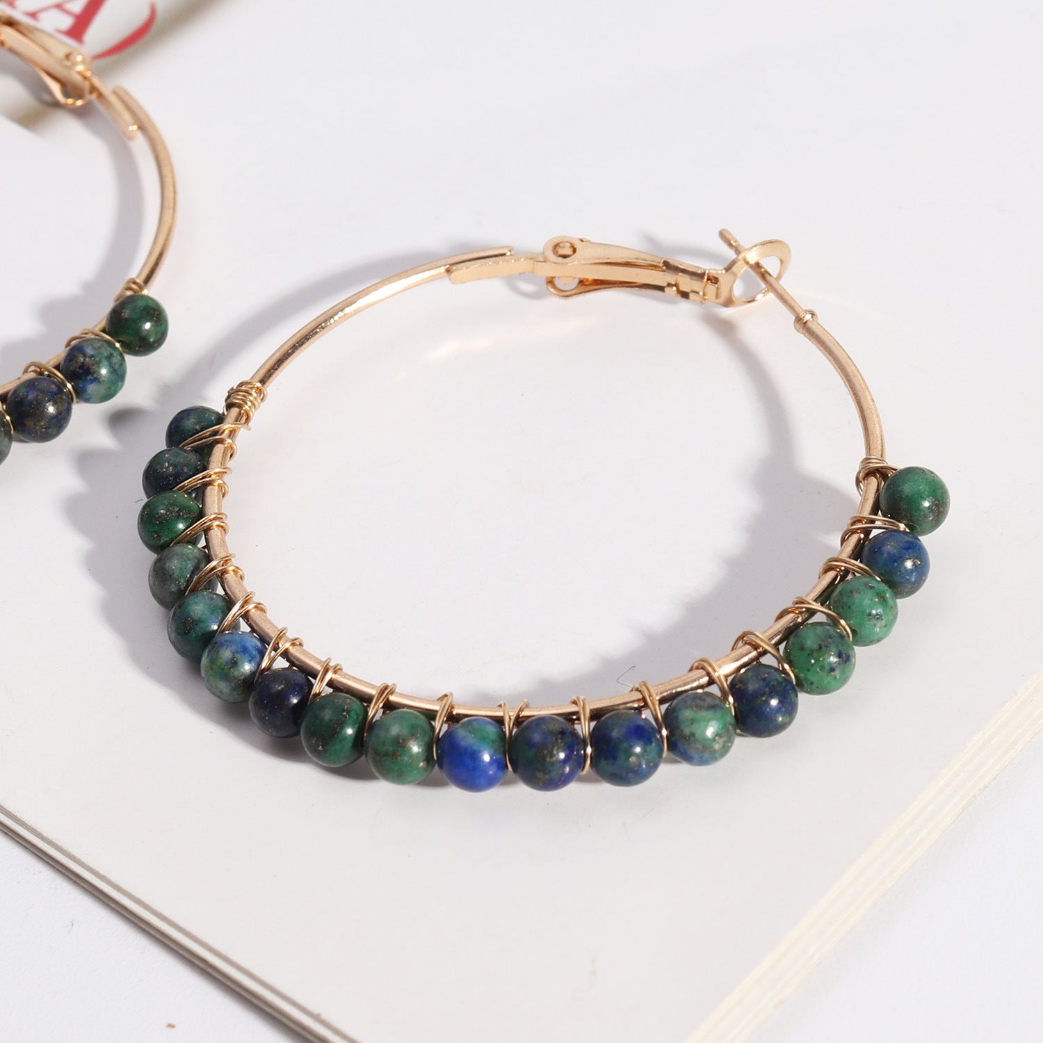 Wholesale Round Beaded Stone Hand-wound Versatile Earrings