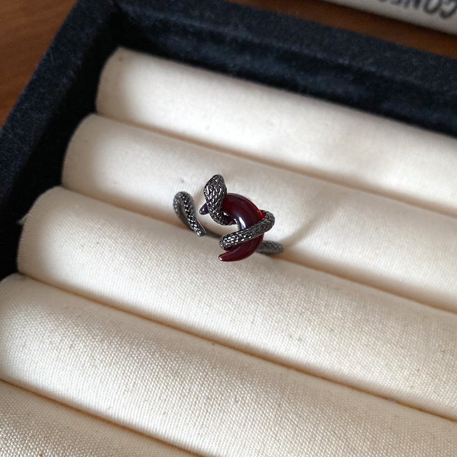 Wholesale Diamond Hollow Heart Crown Gothic Style Open Ring