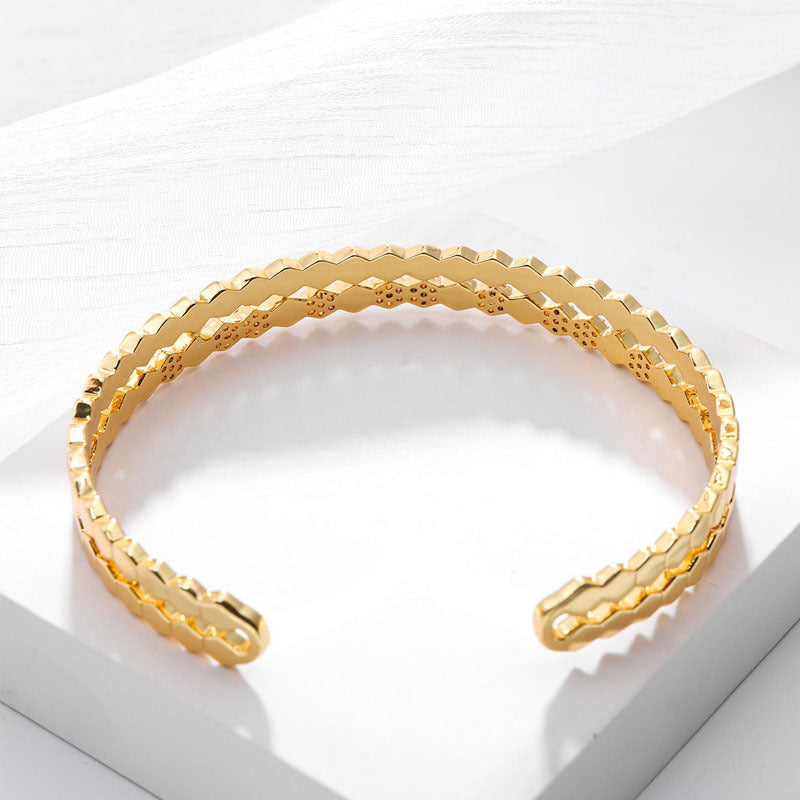 Wholesale Open honeycomb bracelet ring set decorative bracelet ring women