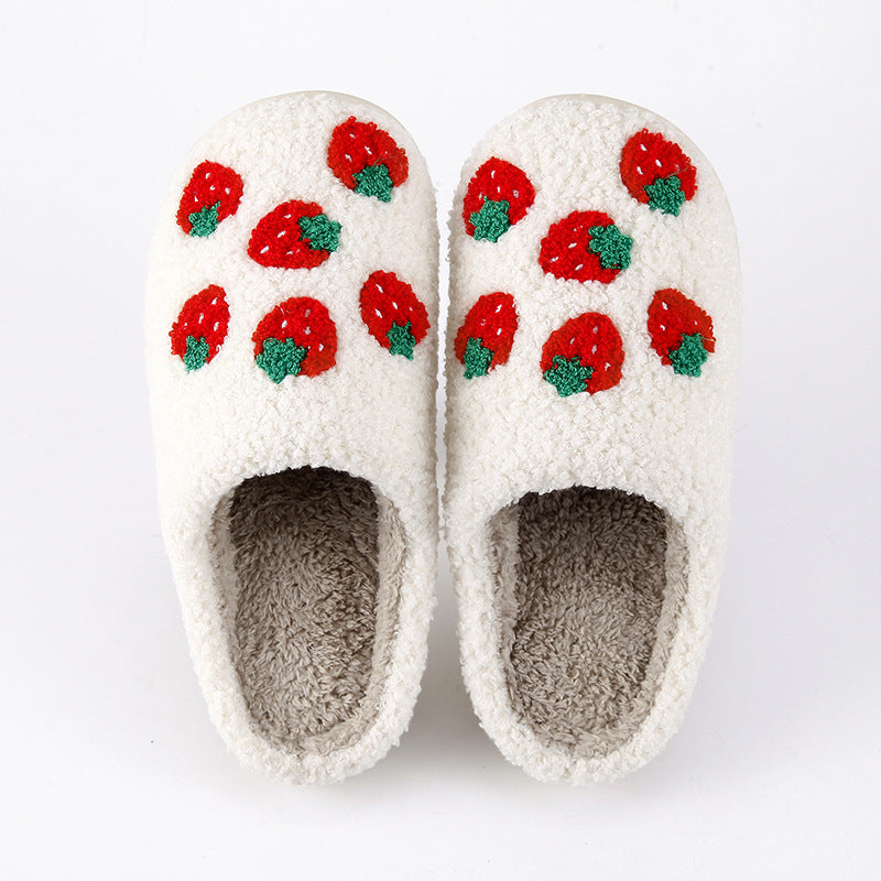 Wholesale Strawberry Warm Winter Soft Bottom Thickened Non-slip Cotton Slippers