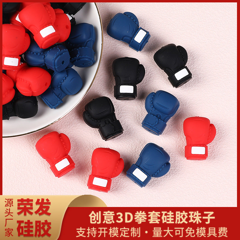 Wholesale 20pcs/pack 3D Boxing Gloves DIY Silicone Beads