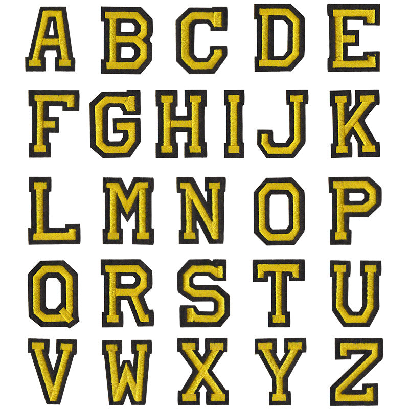 Wholesale Fabric Embroidered Alphabet Patches 26 Gold Letters Set For DIY Clothing Towel Decorative Gift