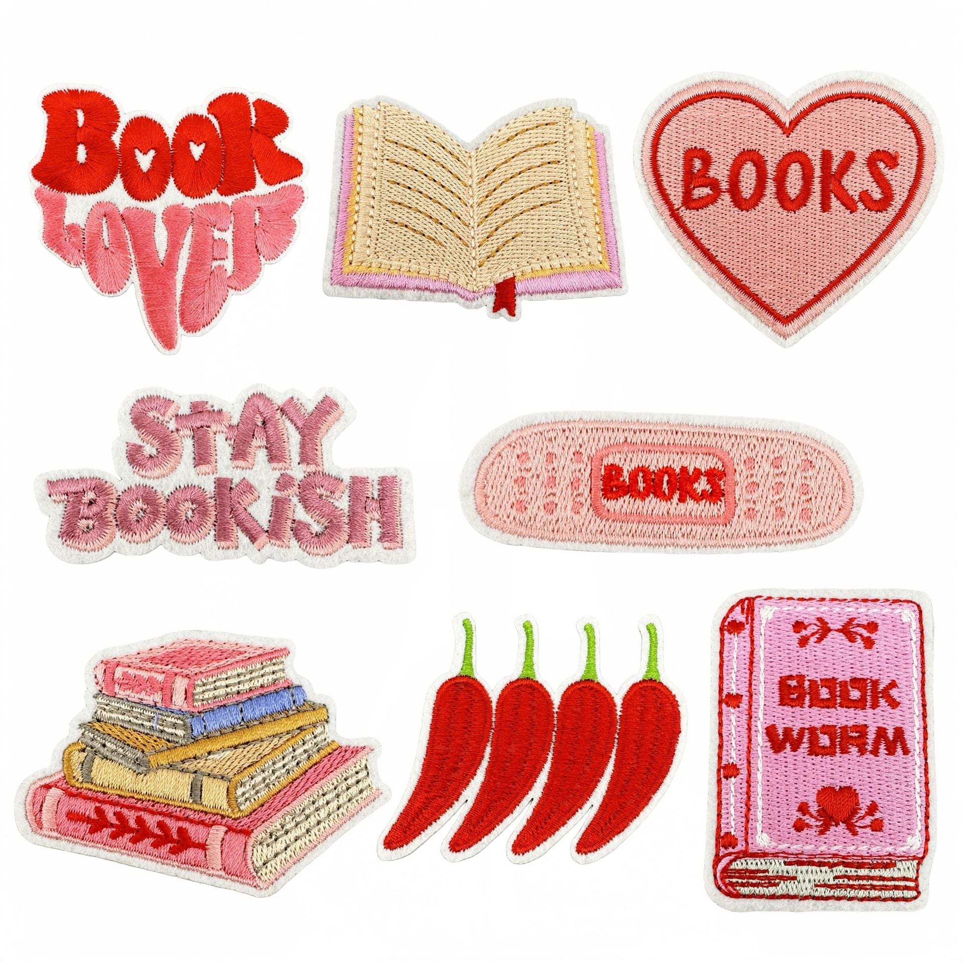 Wholesale Embroidered Bookworm Patch Badge English Book Reading Doodle Computer Embroidery Sew On Garment Accessory Craft Supply For Everyday Use