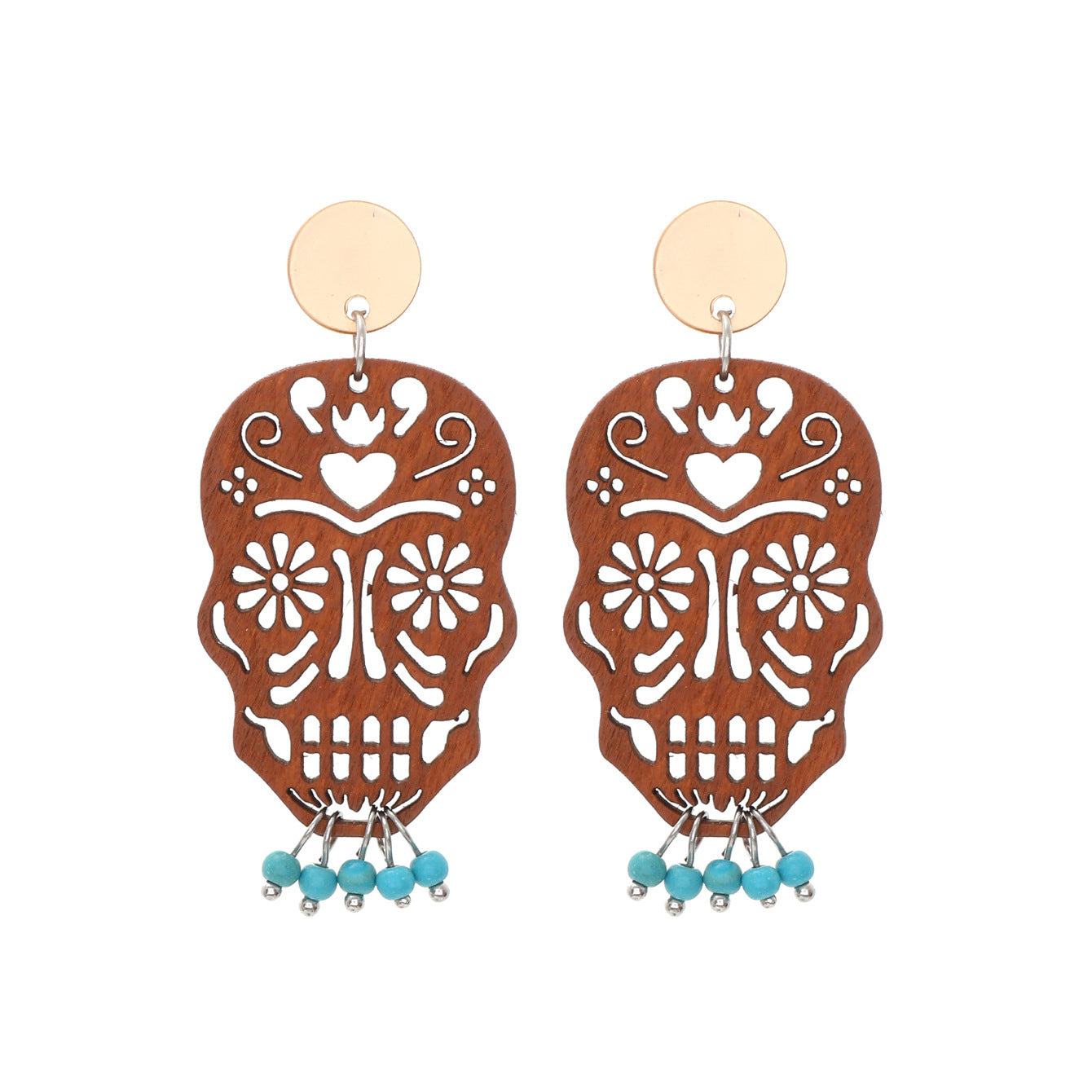 Wholesale Bohemian Butterfly Leaves Skull Hollow Wooden Earrings