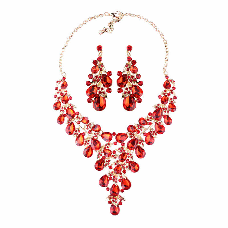 Wholesale Women's Evening Dress Accessories Large Waterdrop Necklace Earrings Set