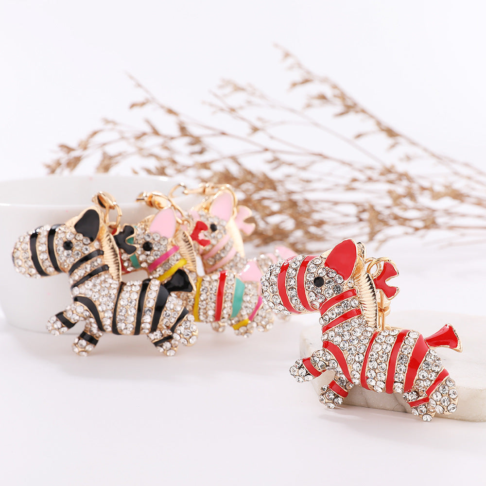 Wholesale Rhinestone Zebra Fully Studded Alloy Keychain