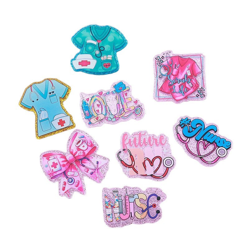 Wholesale  10pcs Glitter Cartoon Medical Jewelry  Cute Acrylic Flatback