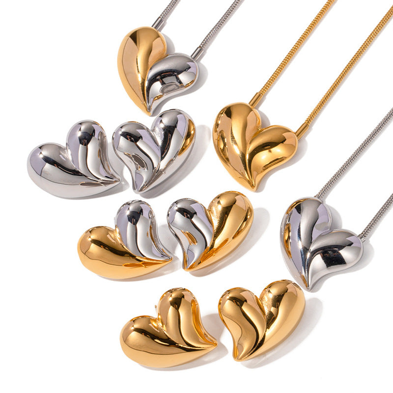 Wholesale Large Heart-shaped Stainless Steel Earrings