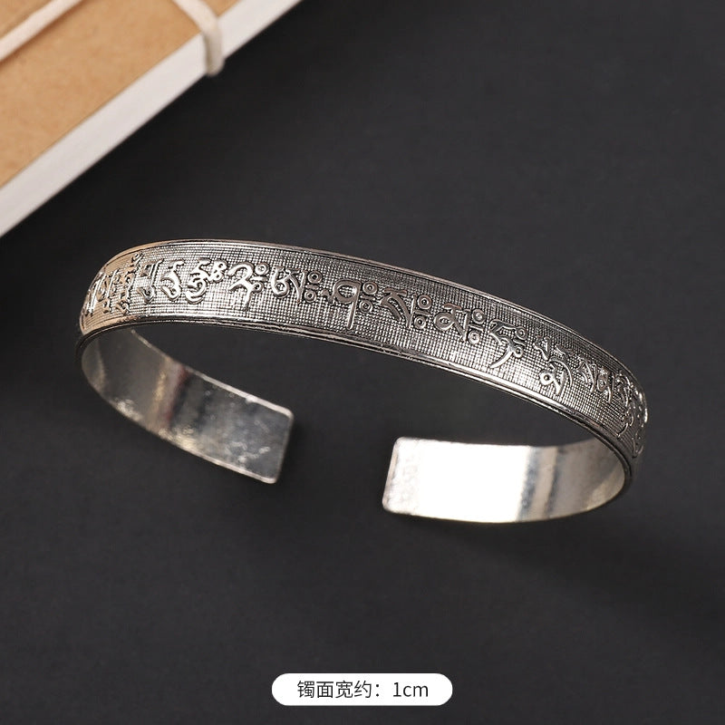 Wholesale  ethnic style retro court Chinese carved ancient silver bracelet personality exotic bracelet