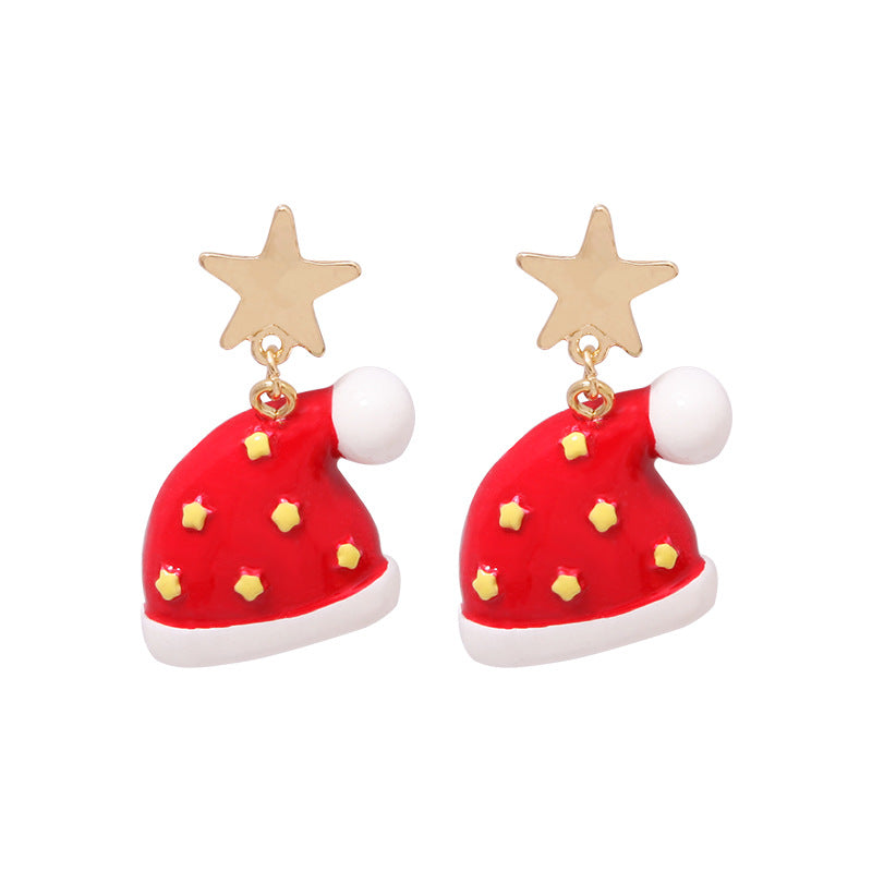 Wholesale 2 Pairs/pack Christmas Deer Gingerbread Man Bell Alloy Earrings