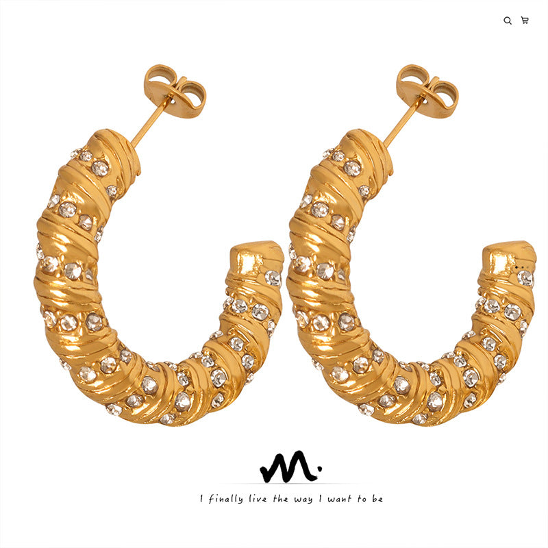 Wholesale Niche New Diamond Inlaid Fashion Gold Plated Earring