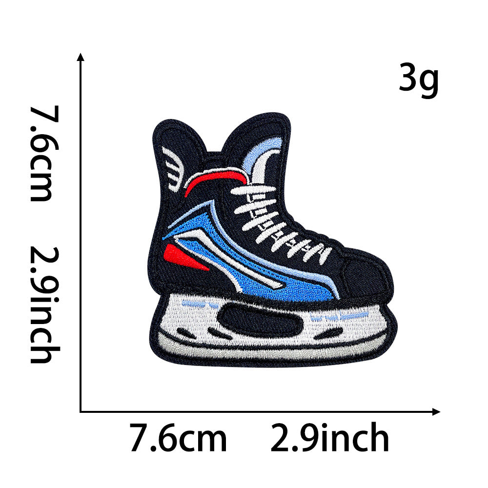 Wholesale Ice Hockey Theme Embroidered Patches Iron On DIY Adhesive Polyester For Clothing Helmets