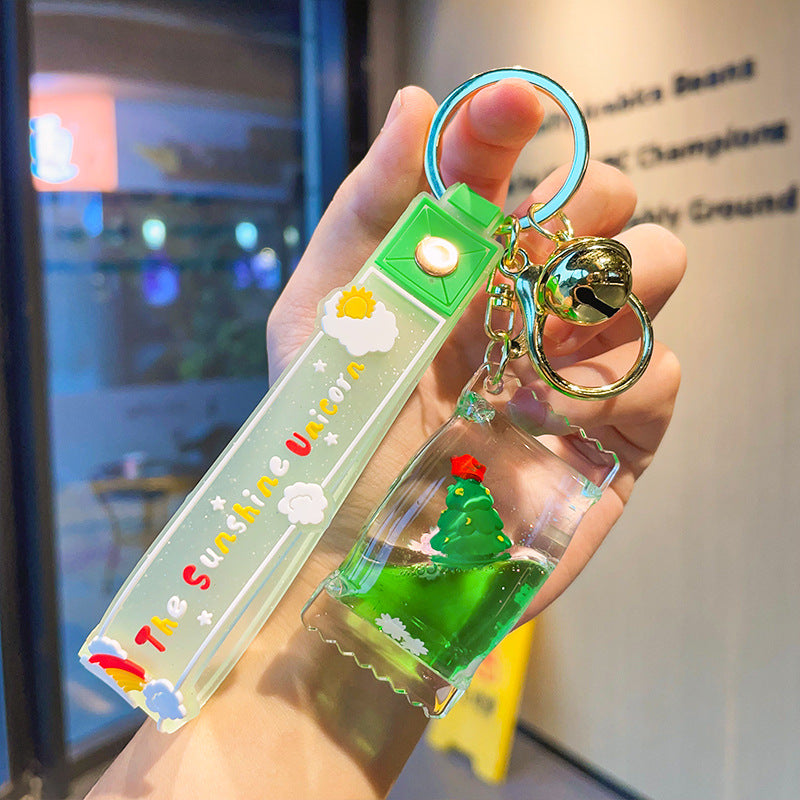 Wholesale Acrylic Floating Christmas Cartoon Acrylic Liquid Keychain