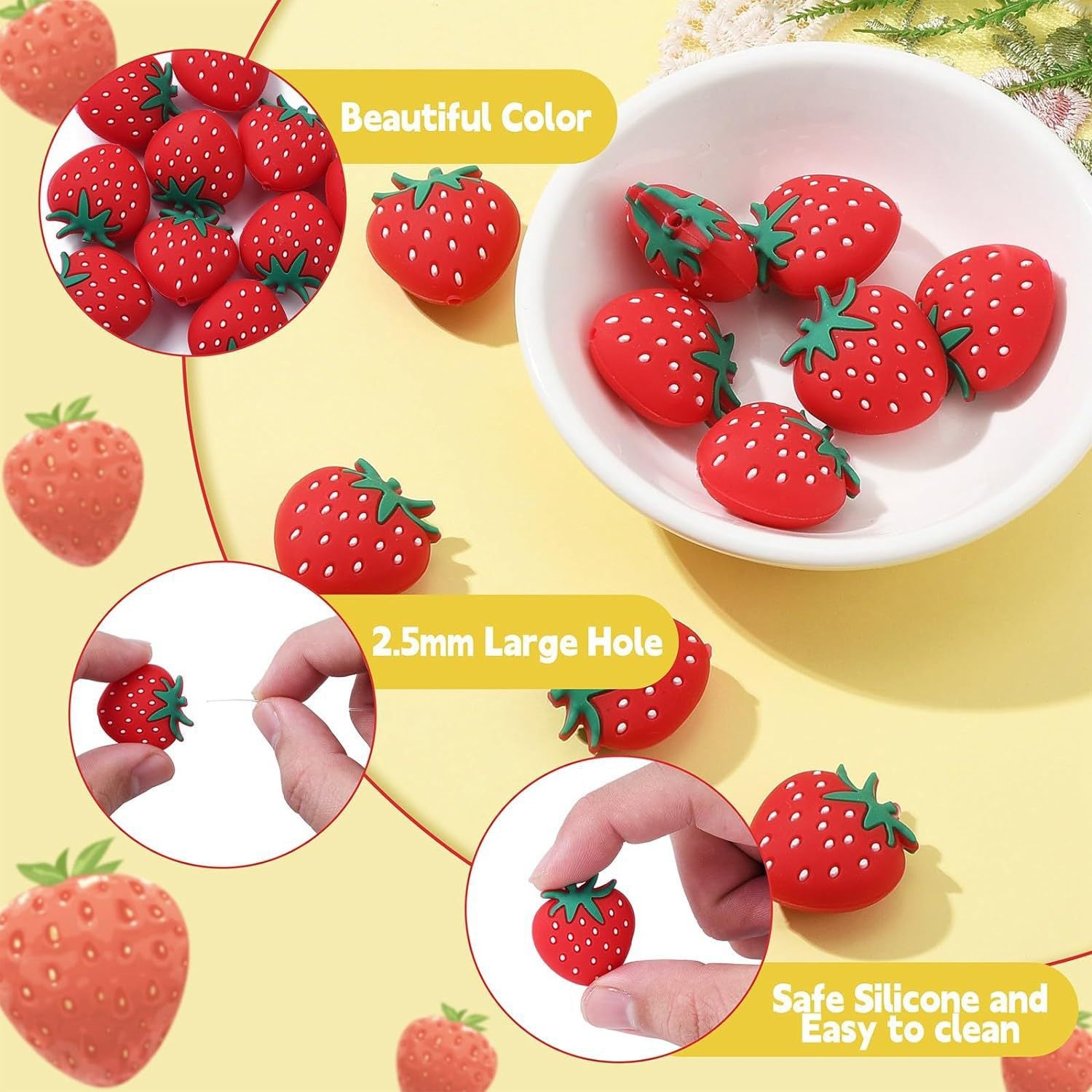 Wholesale 10pcs Strawberry Fruit Cartoon Focal Beads