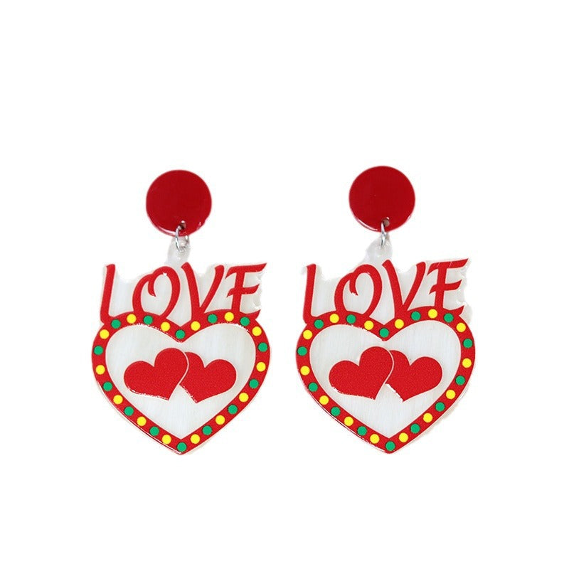 Wholesale Valentine's Day Transparent Color Love Letter Butterfly Fishbone Acrylic Earrings