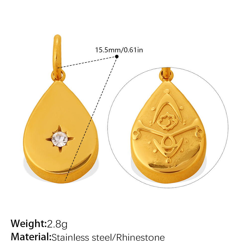 Wholesale Stainless Steel Zircon Sunflower Teardrop Pendant
