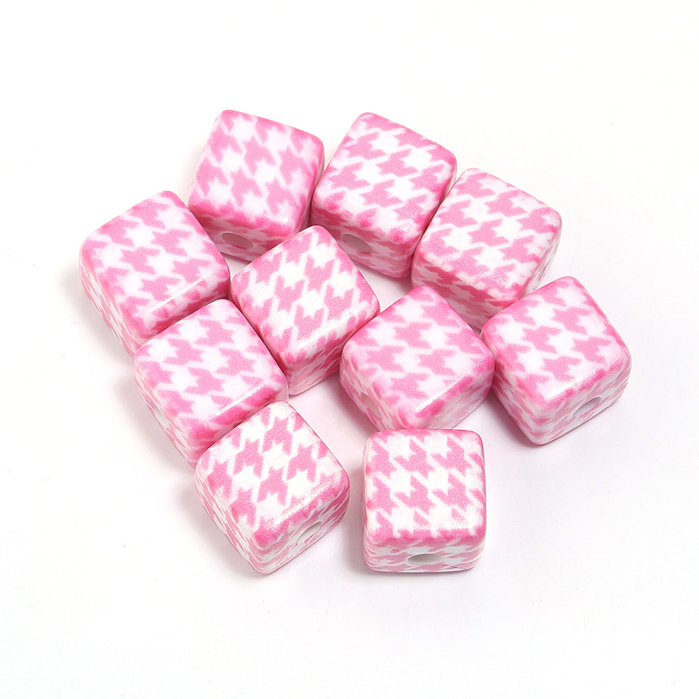 Wholesale 10pcs Printed Square Starry Sky Acrylic Beads