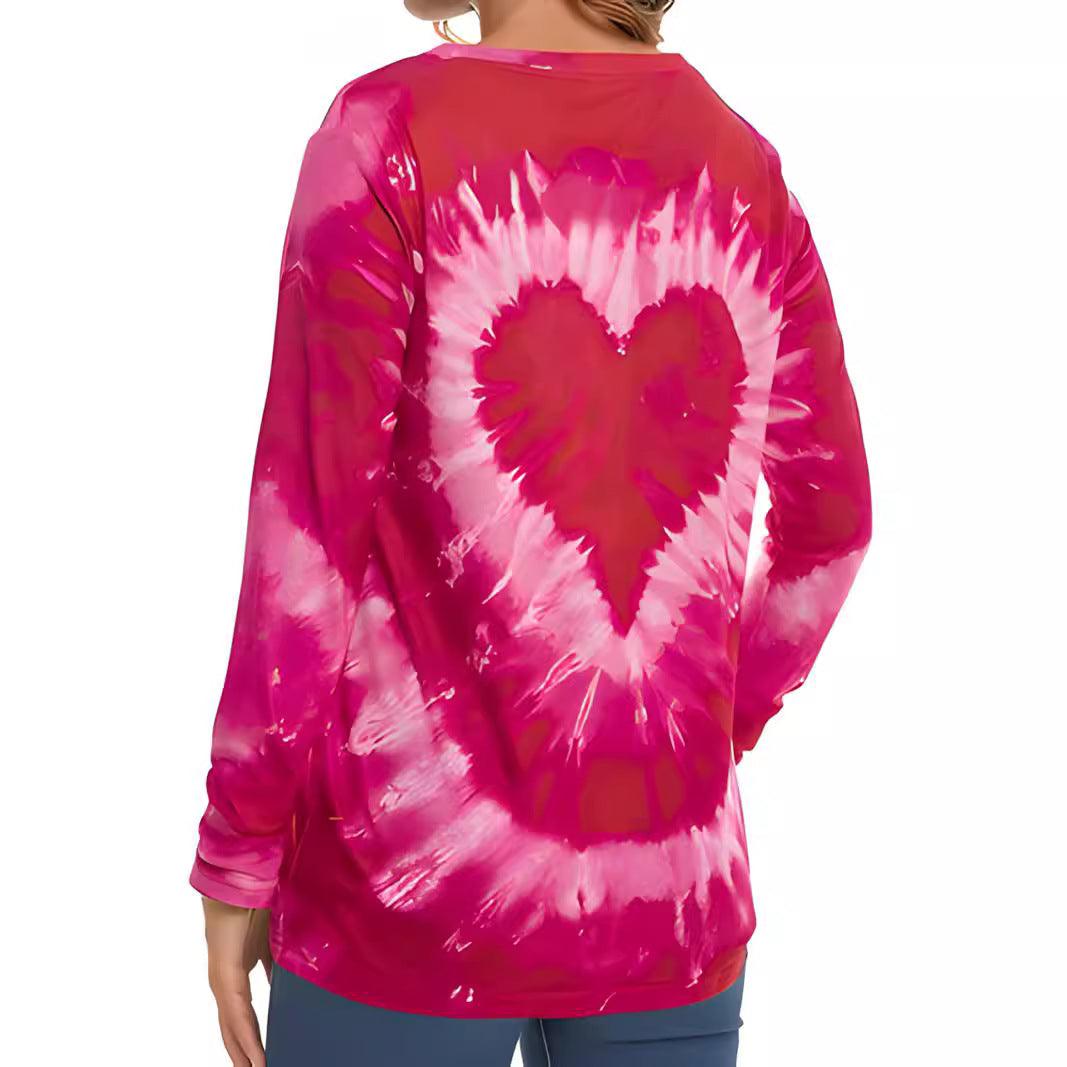 Wholesale Valentine's Day Women's Top Autumn and Winter Casual Printed Round Neck Long Sleeve T-Shirt