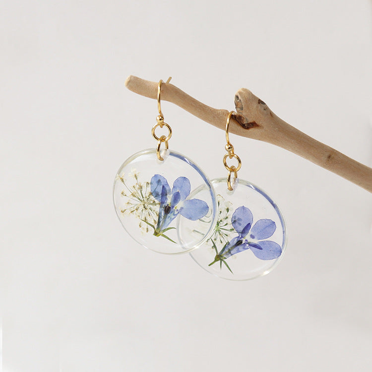 Wholesale 6pcs Everlasting Flower Forget-me-not Round Epoxy Color Earrings