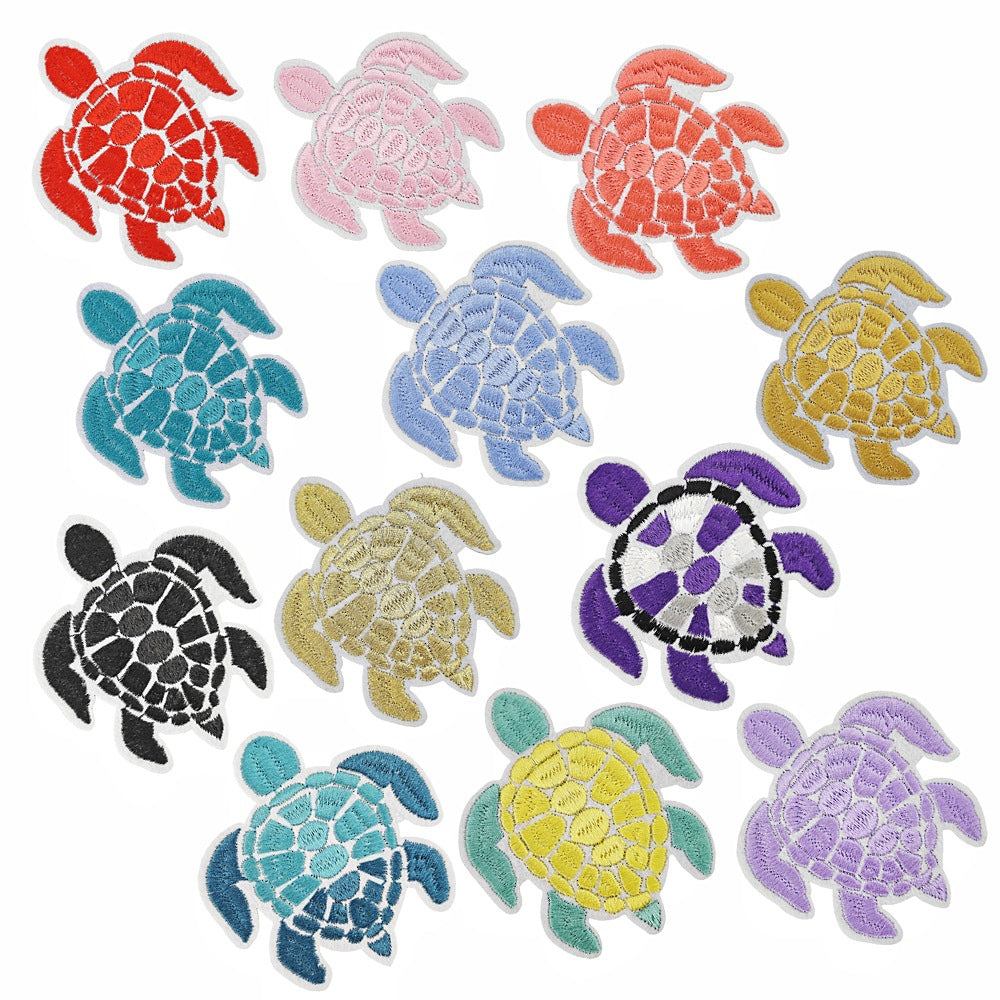 Wholesale Polyester Thread Embroidered Turtle Patch Colorful Cute Applique For Clothing Craft Supply