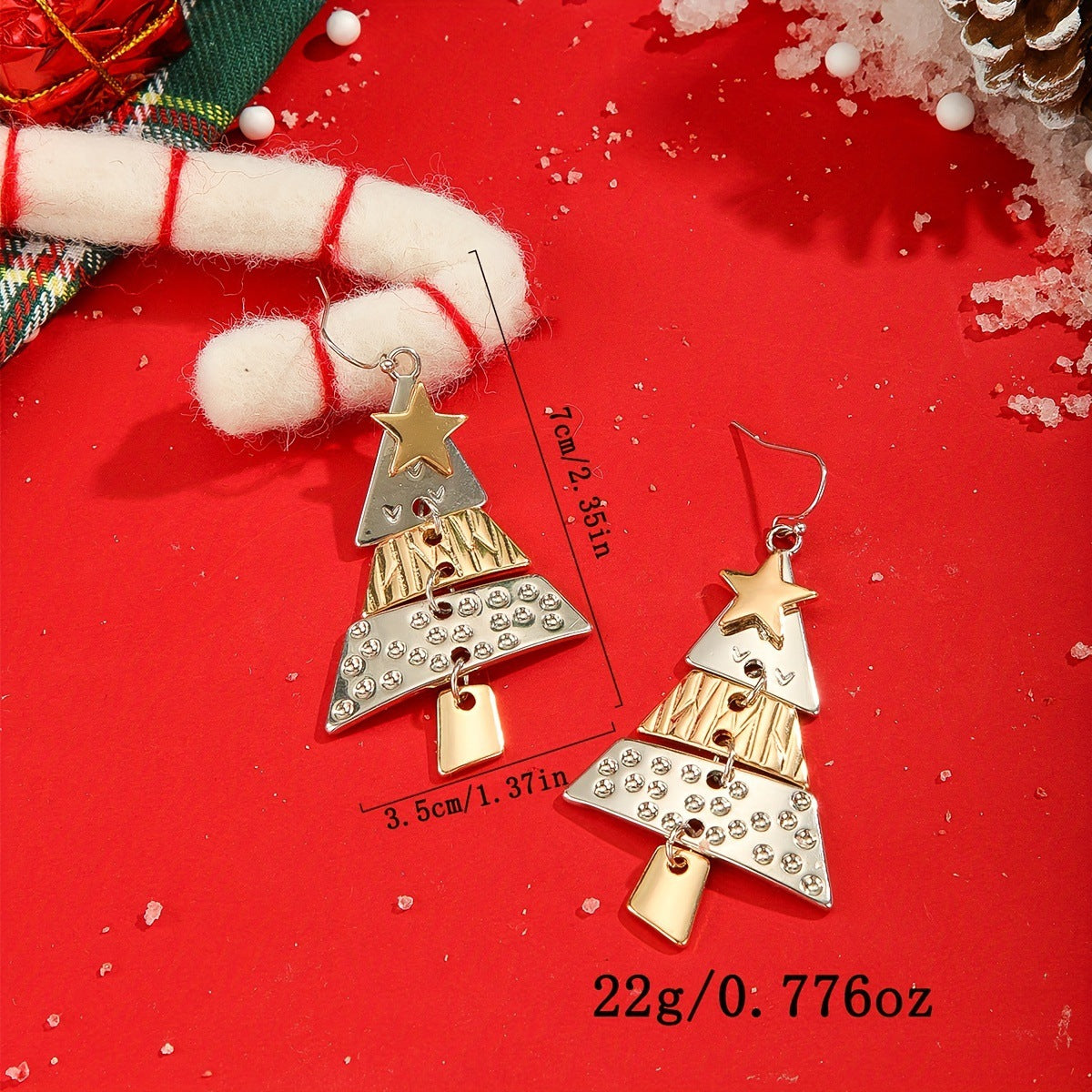 Wholesale Two tone Christmas tree earrings