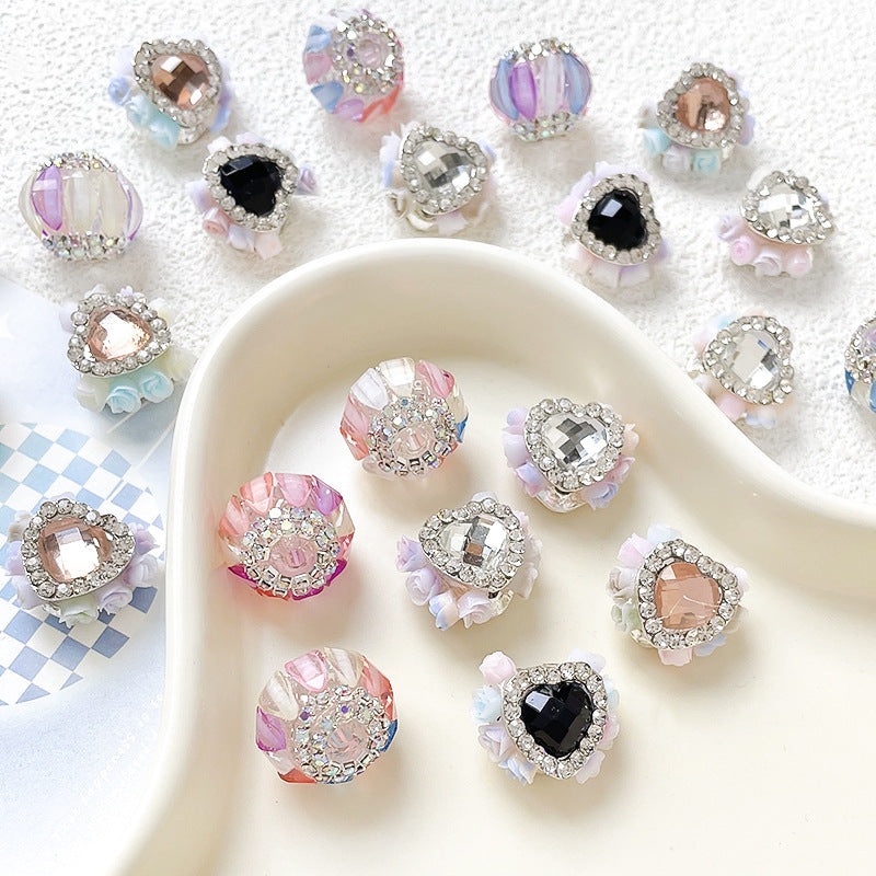 Wholesale 2pcs Alloy Diamond Hairpin Love Beads
