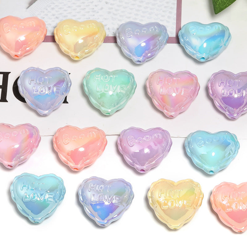 Wholesale 50pcs Cream Colored Balloon Heart Beads Acrylic Letter Peach Heart DIY Beads
