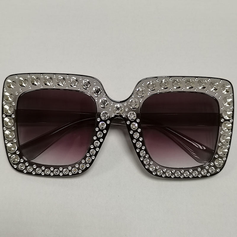 Wholesale Square Frame Diamond Retro Trendy Sunglasses