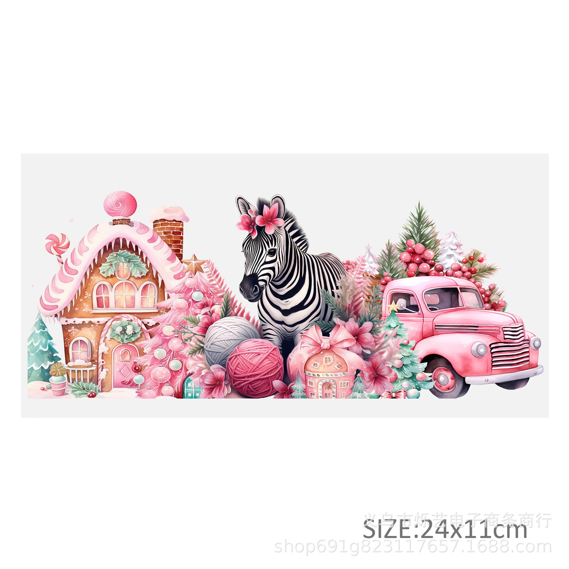 Wholesale Cute Animal Christmas Pink 16oz Cup UV DTF Wraps