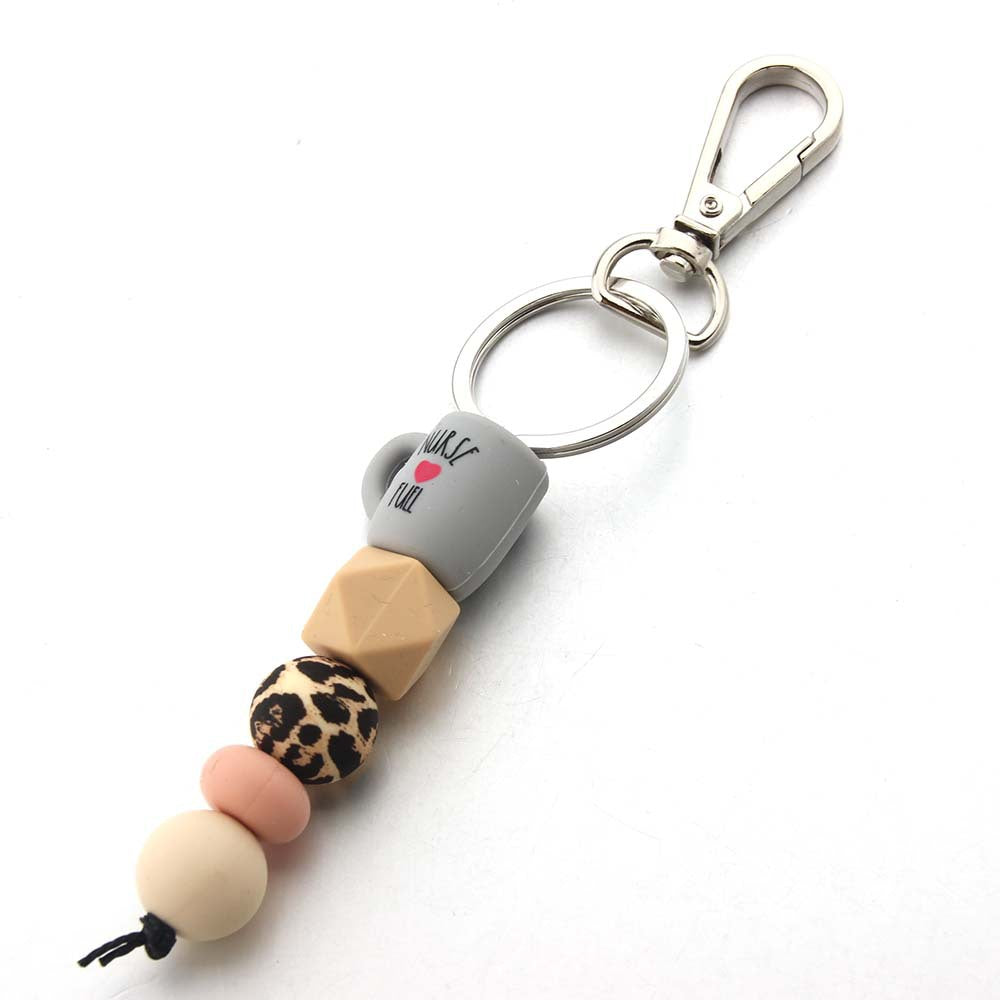 Wholesale Silicone Beads Western Style Leopard Print Keychain