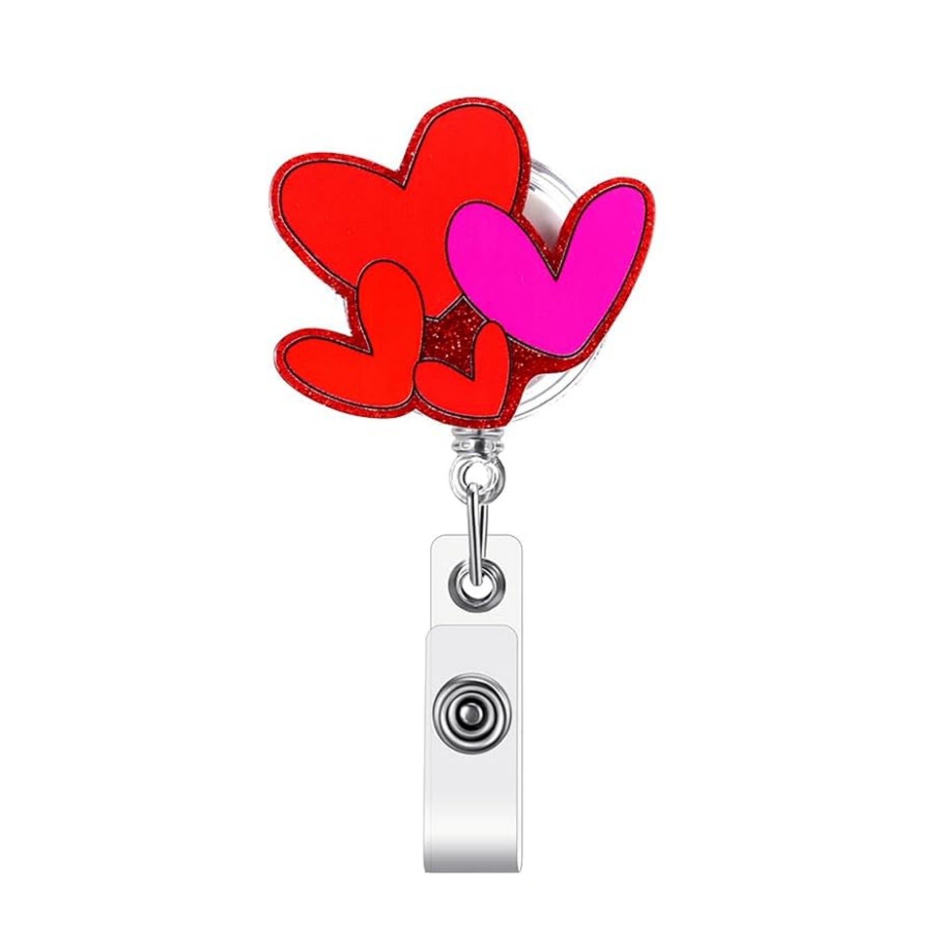 Wholesale romantic heart-shaped acrylic retractable  Badge Reels