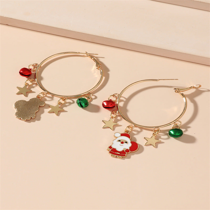 Wholesale Christmas Lovely Santa Claus Zinc Alloy Earrings