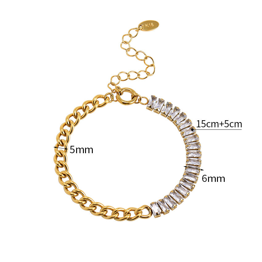 Wholesale Hip Hop Micropaved Single Row Cubic Zirconia Bracelet