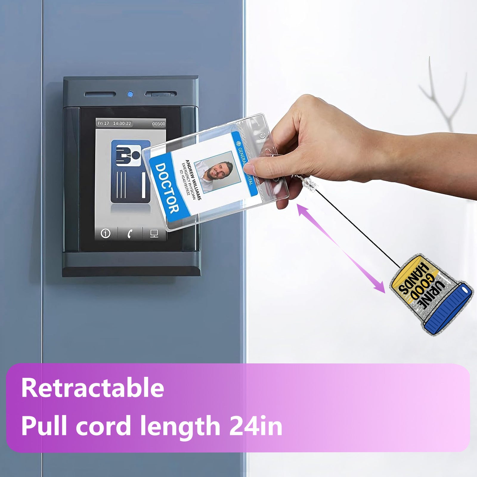 Wholesale acrylic glitter rotatable retractable badge scroll keychain