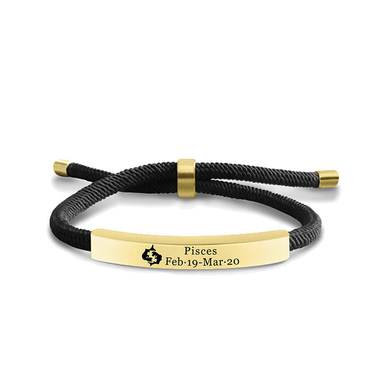 Wholesale 12 Constellations Multicolor Woven Stainless Steel Necklace