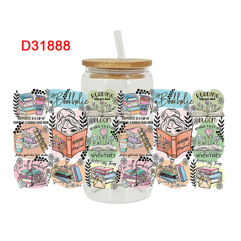 Wholesale  Colorful textbooks stationery and Back to School 16oz Cup UV DTF Wraps