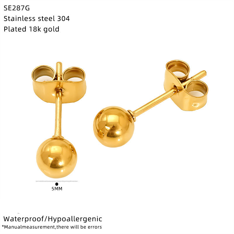 Wholesale Titanium Steel Zircon Pearl Steel Bead Earrings Niche Versatile Light Luxury Earrings