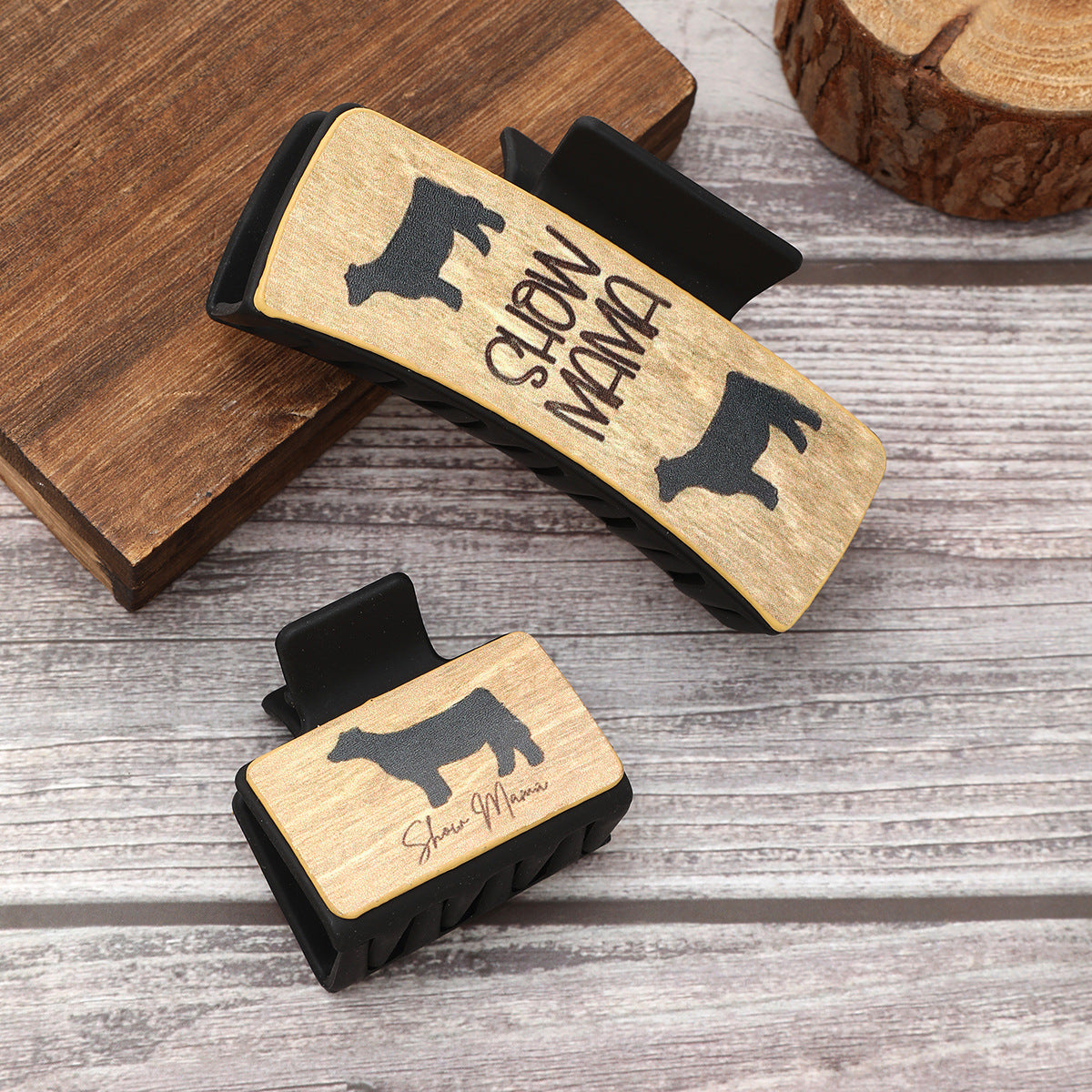 Wholesale Western Style West Highland Cow Chicken Leather Hair Clip Shark Clip Combination