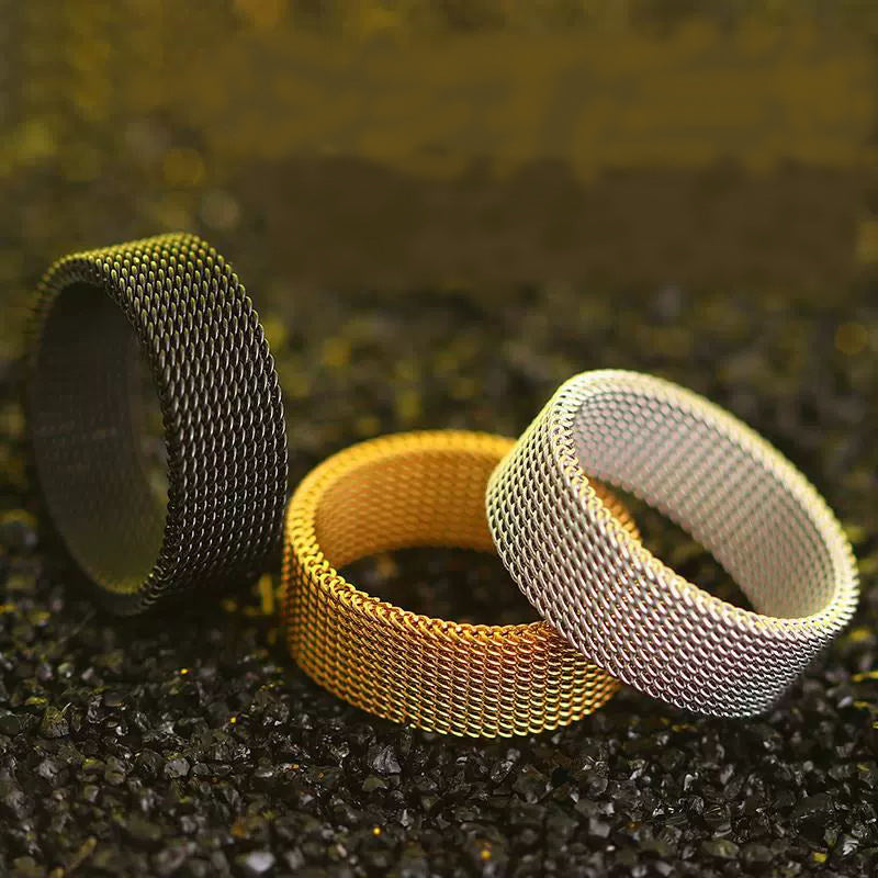 Wholesale 8MM Titanium Steel Deformable Multicolor Mesh Ring