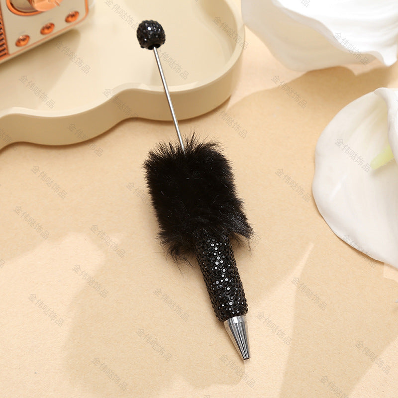Wholesale Beadable Pens Creative Diy Cute Plush Ball Diamond Ballpoint Pen
