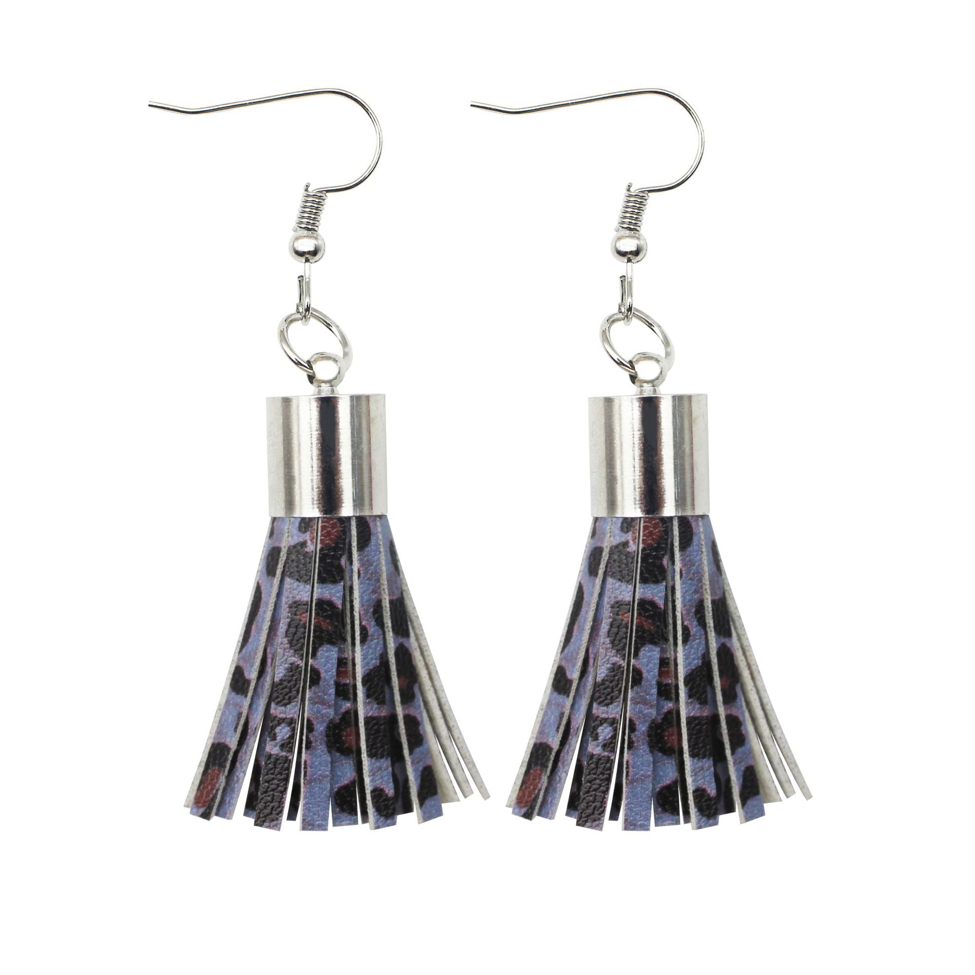 Wholesale Leopard Spot Leather Tassel PU Earrings