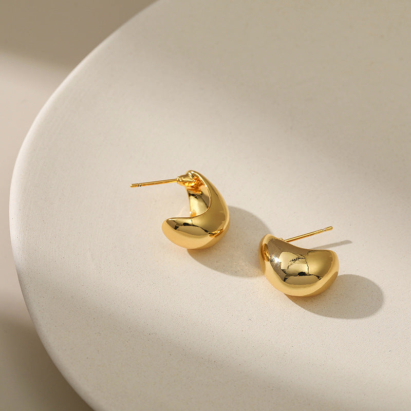 Wholesale C Shape Pea Gold Plated Earrings