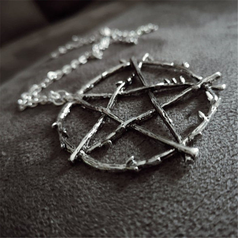 Wholesale Geometry Evil Power Lucifer's Sigil Sign Pentagram Pendant Alloy Necklaces