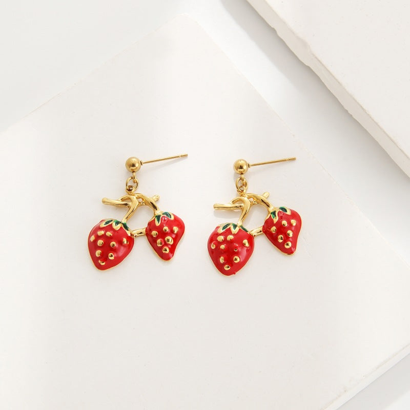 Wholesale Sweet Fruit Series Strawberry Cherry Earrings
