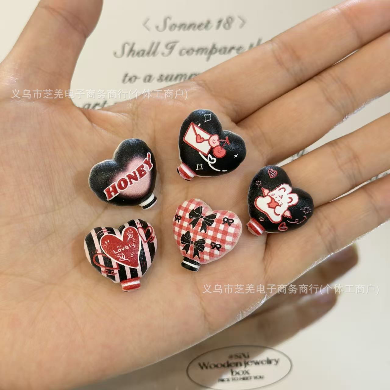 Wholesale 10pcs Love Envelope Rabbit Balloon Acrylic Beads