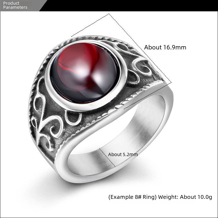 Wholesale Magic pomegranate ruby ring men's hip-hop titanium steel ring
