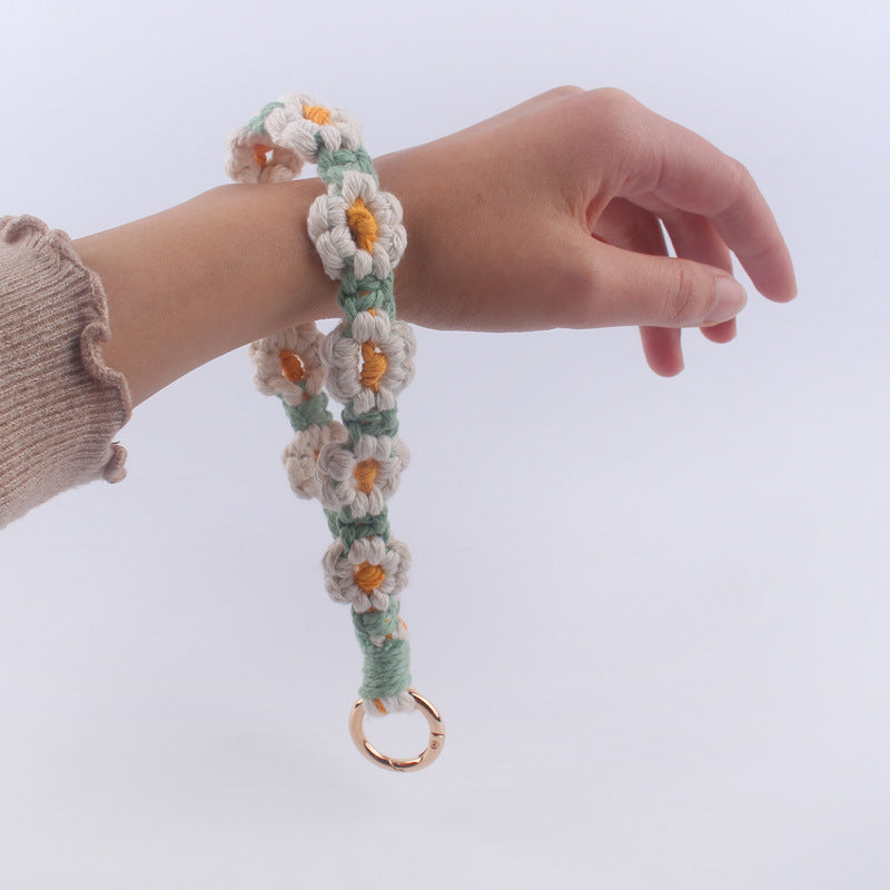 Wholesale Cotton Rope Daisy Pattern Keychains