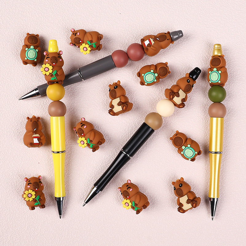 Wholesale 20pcs/pack 3D Capybara Silicone Beads Accessories Animal Glue Beads