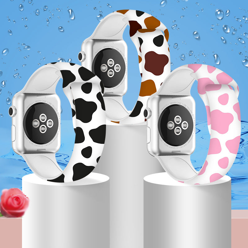Wholesale Cow Color Block Silicone Printing Watch Strap