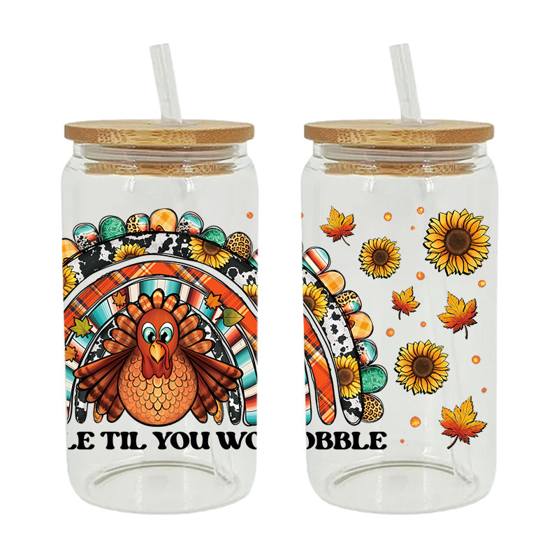 WholesaleThanksgiving Day Series  16oz Cup UV DTF Wraps
